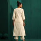 trueBrowns Ivory Tonal Cotton Angrakha Kurta Pant Set | Swadesiicart