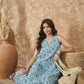 InWeave Mint Blue V Neck Aline Kurta Set - Swadesiicart