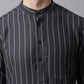 Even Apparels Black Pure Cotton Kurta With Band Collar | Swadesiicart