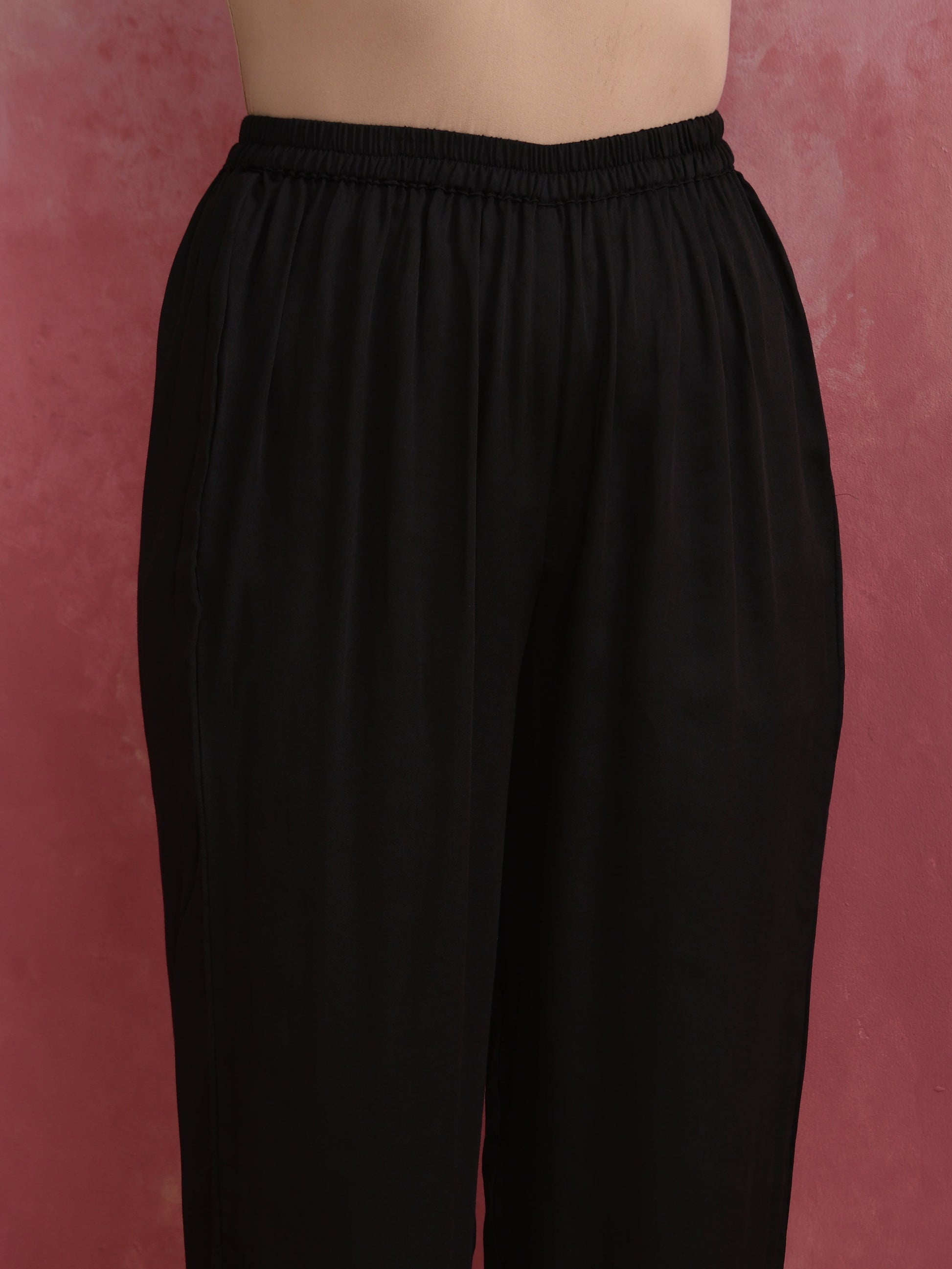 trueBrowns Black V Neck Kurta Co-ord Set - Swadesiicart
