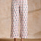 trueBrowns White With Pink Blue Buta Block Print Cotton Kurta Pant Set | Swadesiicart