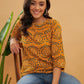 InWeave Women's Haldi Yellow Mughal Kalamkari Top - Swadesiicart