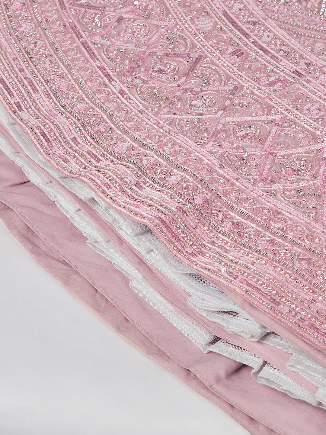 House of Panchhi Pink Net Cutdana, Sequins And Zarkan Embroidery Lehenga Choli & Dupatta | Swadesiicart