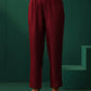 trueBrowns Maroon Diamond Viscose Silk Puff Sleeve Kurta Pant Set | Swadesiicart