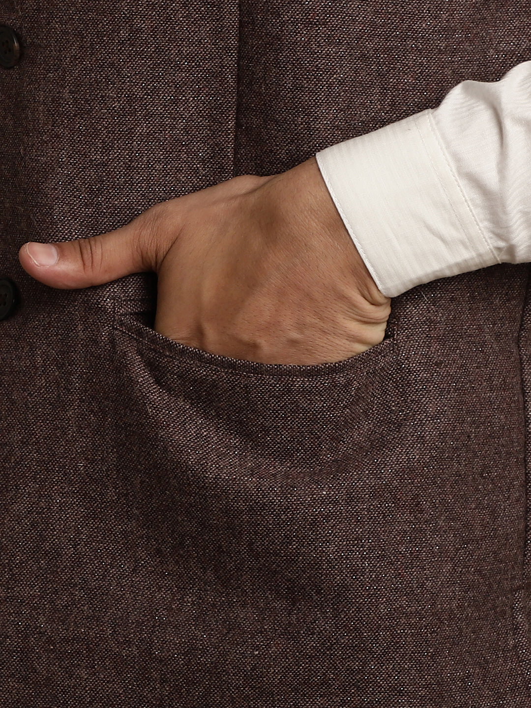 Even Apparels Men's Brown Mandarin Collar Waistcoat | Swadesiicart