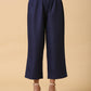 trueBrowns Cotton Linen Dark Blue Kurta Pant Set | Swadesiicart
