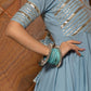 Pomcha Jaipur Powder Blue Pure Cotton Anarkali Set | Swadesiicart