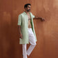 trueBrowns Men's Green Sequin Chanderi Kurta | Swadesiicart