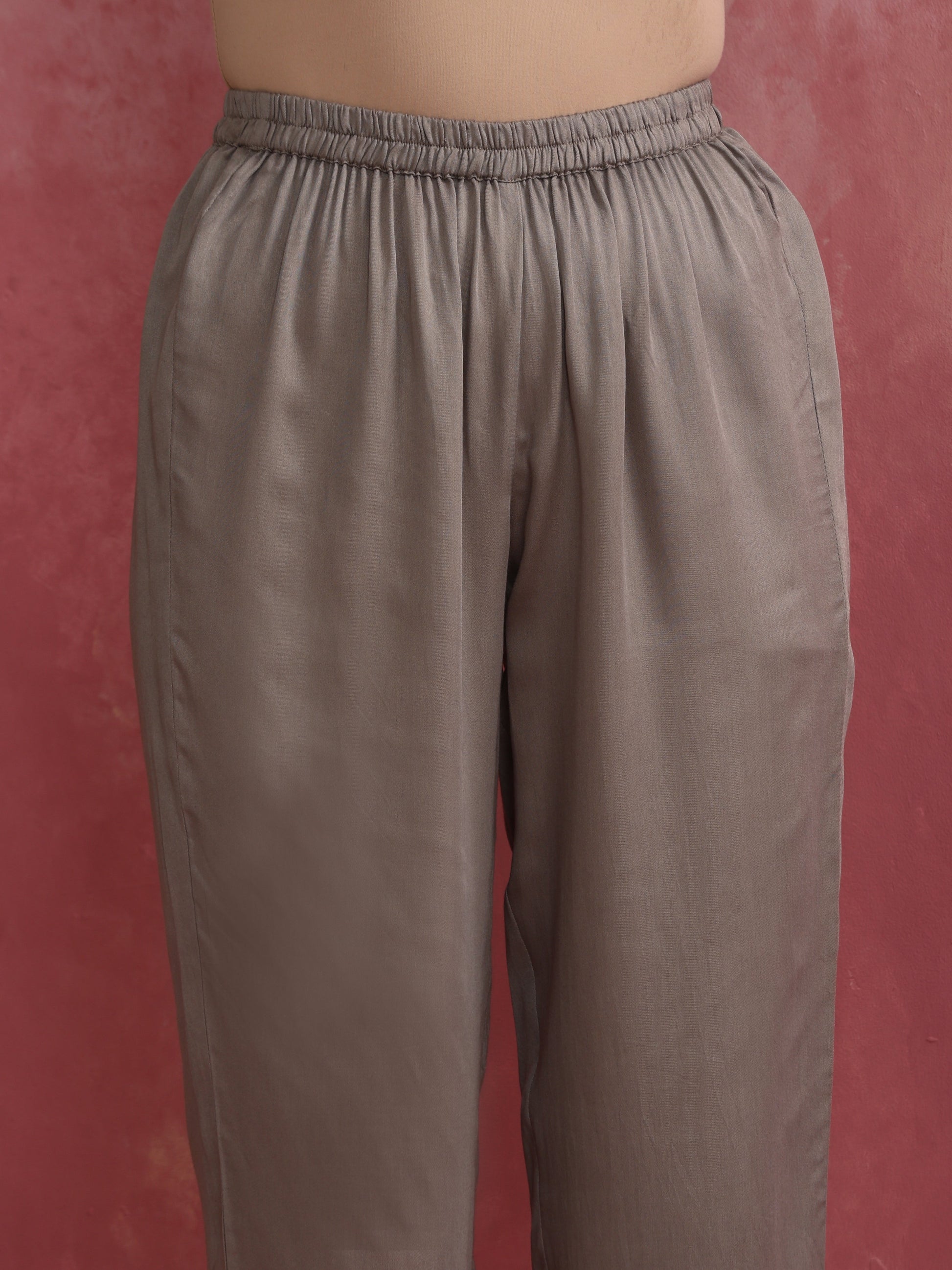 trueBrowns Grey High low Kurta Set | Swadesiicart