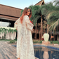 Noroke Sustainable fabric | Handloom checks Classic Gold Checks Cover Up Kaftan - Off White Gold | Swadesiicart