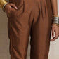 trueBrowns Brown Silk Slit Kurta Set | Swadesiicart