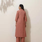 trueBrowns Peach Cotton Linen Kurta Pant Set | Swadesiicart