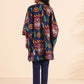 trueBrowns Purple Cotton Ikat Kaftan Co-ord Set - Swadesiicart