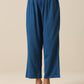 trueBrowns Classic Blue Slub Texture Overlap Pleat Kurta Pant Set | Swadesiicart