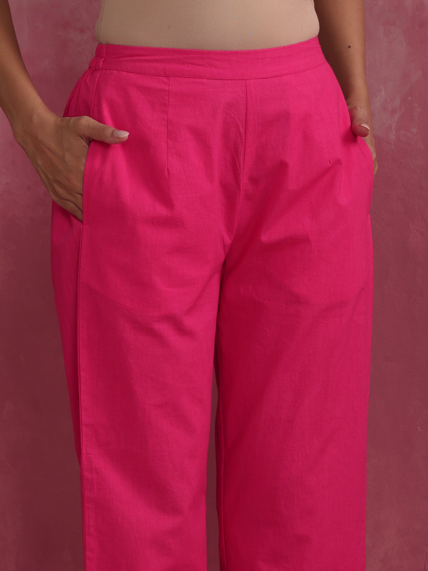 trueBrowns Pink Cotton Dobby Co-ord set - Swadesiicart