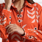 trueBrowns Orange Cotton Print Shirt Dress | Swadesiicart