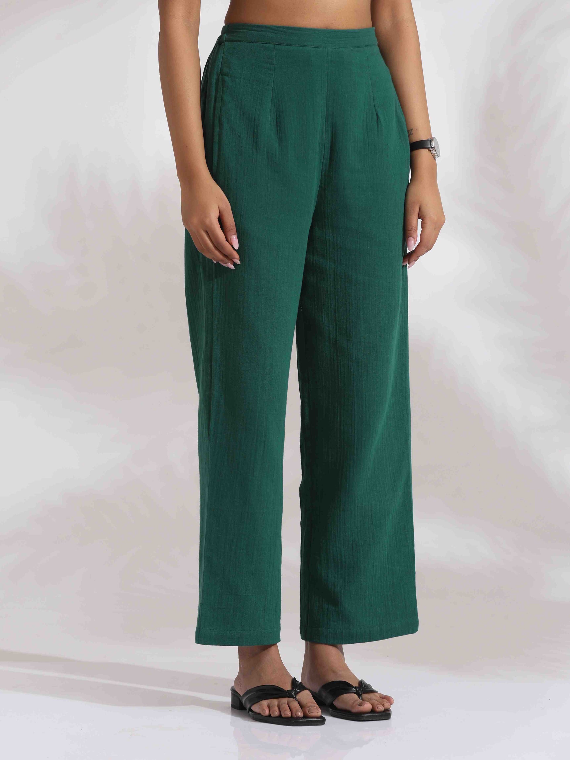 trueBrowns Green Cotton Co-ord Set - Swadesiicart