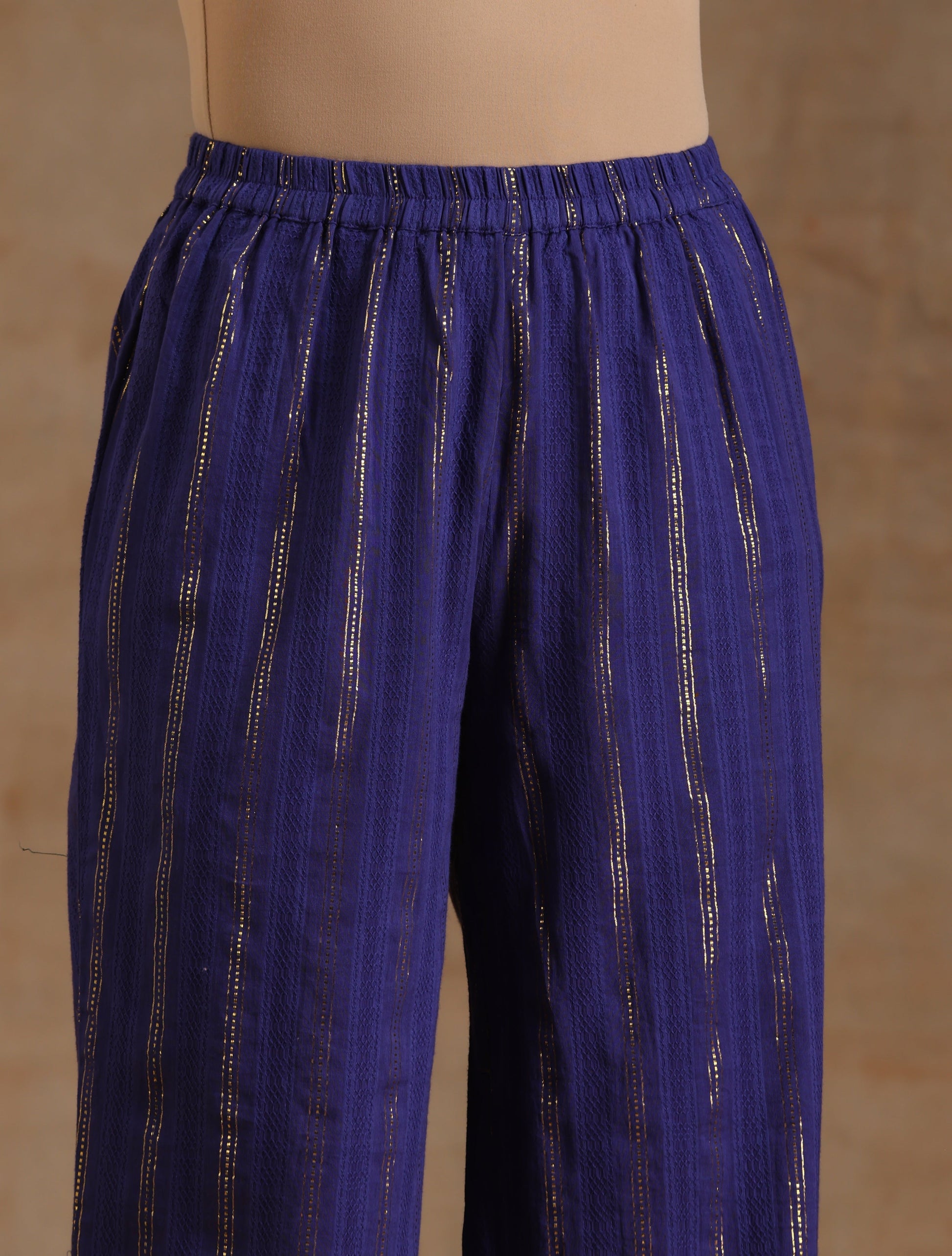 trueBrowns Spectrum Blue Gold Cotton Overlap Co-Ord Set - Swadesiicart