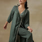 trueBrowns Dark Green Bandhani Printed Silk Angrakha Kurta Pant Set | Swadesiicart