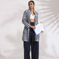 trueBrowns Blue Cotton Check Kurta Co-ord Set - Swadesiicart