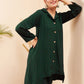 InWeave Women's Forest Green Collared Front Button Blazer Kurta Pant Set - Swadesiicart