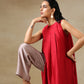 trueBrowns Maroon Textured Silk Sleeveless Kurta Pant Set | Swadesiicart
