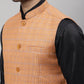 Even Apparels Men's Orange Nehru Jacket With Welt Pockets | Swadesiicart