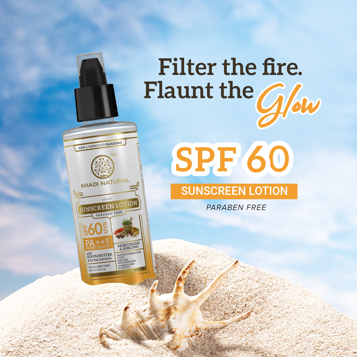 Khadi Natural Sunscreen Moisturising Lotion - SPF 60 - 100ml