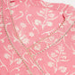 InWeave Women's Light Pink Floral Print Straight Angrakha Gota Kurta - Swadesiicart