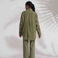 trueBrowns Olive Green Cotton Floral Embroidered Co-ord Set - Swadesiicart