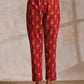 trueBrowns Red On Red Ikat Print Cotton Pant Suit Set | Swadesiicart