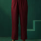 trueBrowns Wine Geometric Viscose Silk High Slit Kurta Pant Set | Swadesiicart