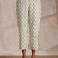 trueBrowns Green Buta On Off White Block Print Cotton Slit Gathered Kurta Set | Swadesiicart