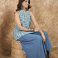 InWeave Mint Blue Side Asymmetric Kurta Set - Swadesiicart