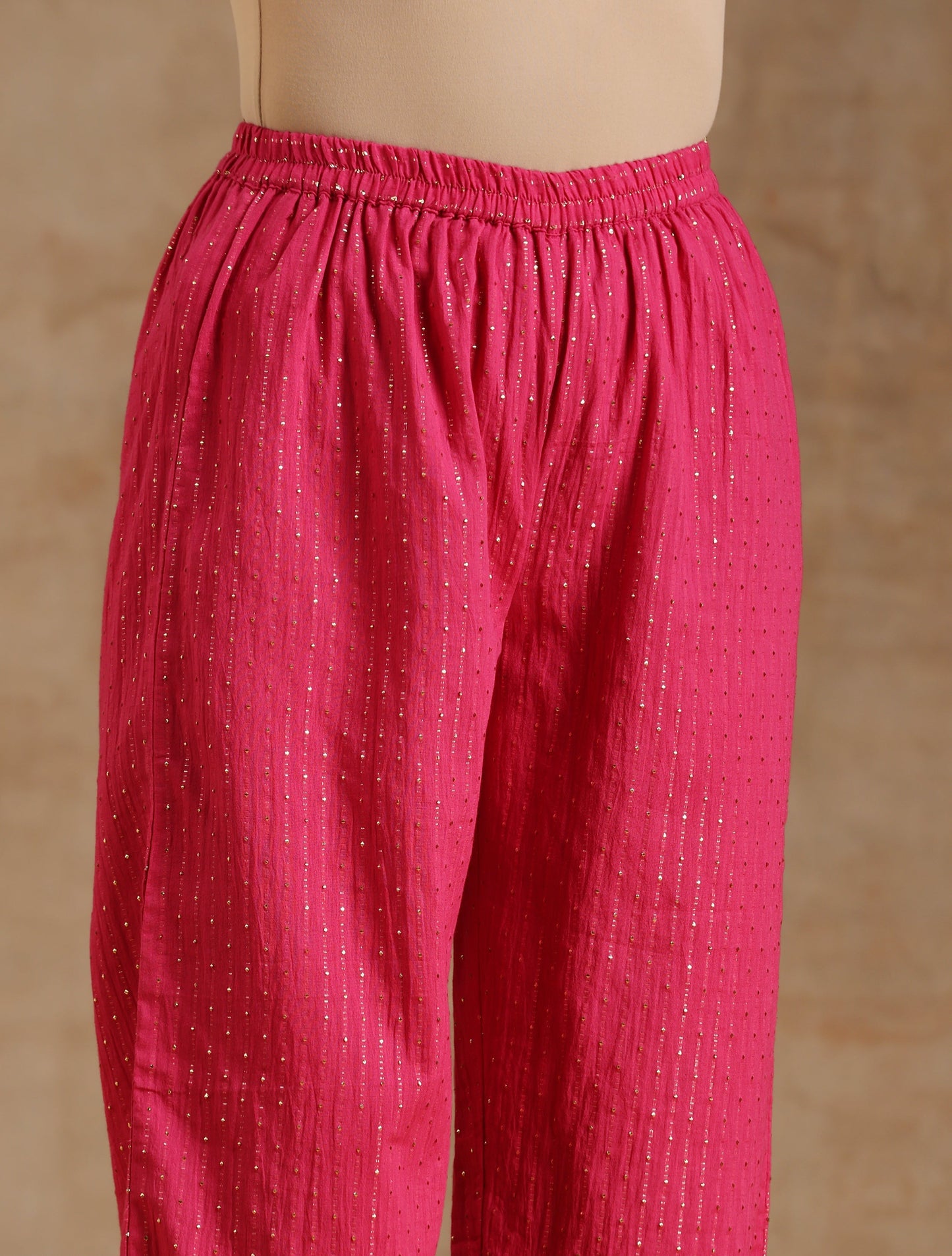 trueBrowns Pink Gold Cotton Short Co-Ord Set - Swadesiicart
