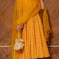 Pomcha Jaipur Bandhej Yellow Cotton Anarkali Set | Swadesiicart
