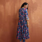 trueBrowns Blue Print Flared Anarkali Kurta Set | Swadesiicart