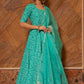 Pomcha Jaipur Bandhej Tiffany Blue Cotton Anarkali Set | Swadesiicart