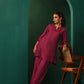 trueBrowns Maroon Silk Relaxed Co-ord Set - Swadesiicart