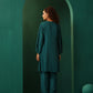 trueBrowns Teal Silk Relaxed Placket Co-ord Set - Swadesiicart