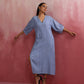 trueBrowns Sky Blue Cotton Dobby Dress | Swadesiicart