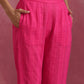 trueBrowns Pink Cotton Dobby Kurta Set | Swadesiicart