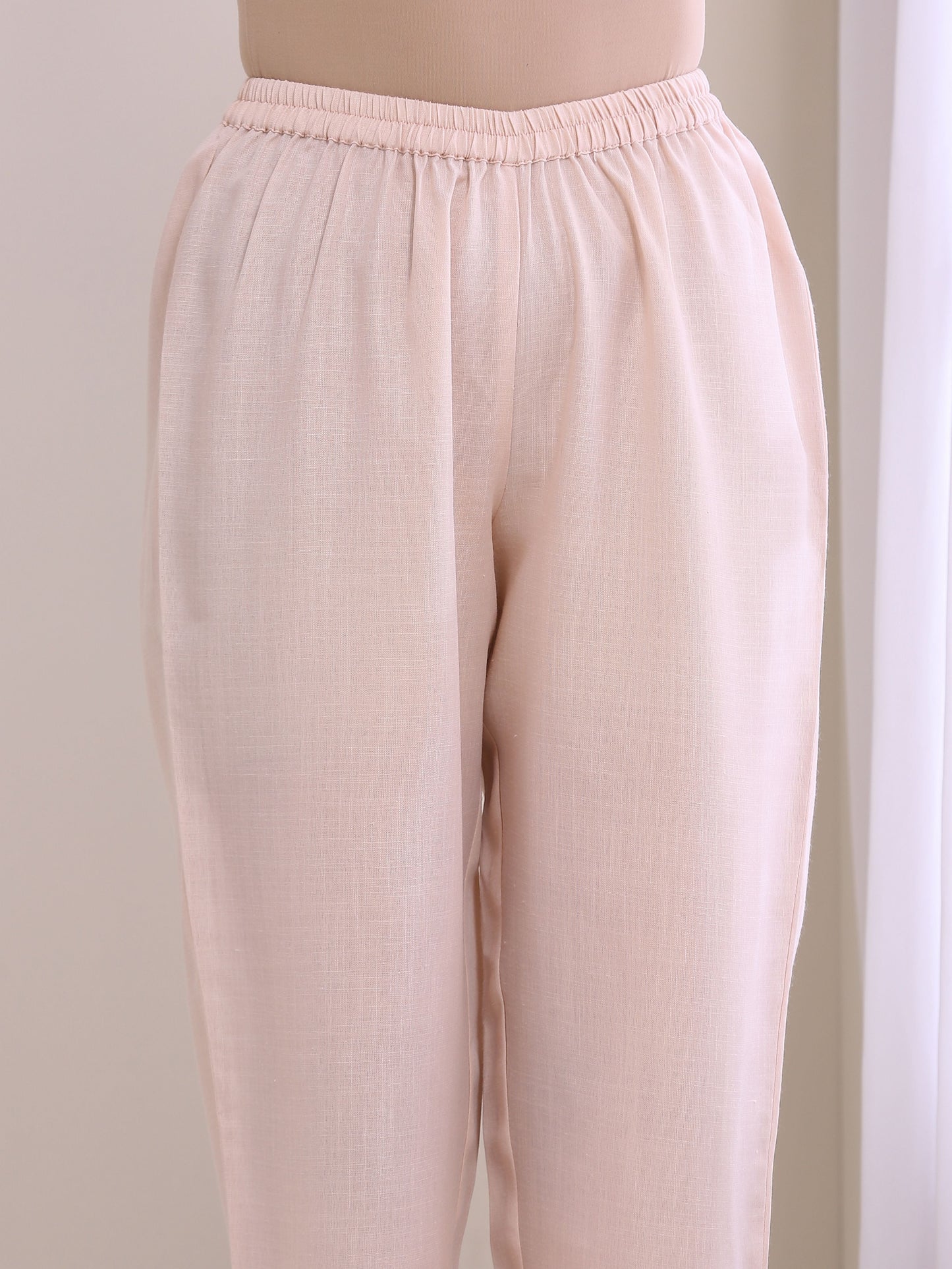 trueBrowns Pink Slub Relaxed Fit Co-Ord Set - Swadesiicart