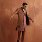 trueBrowns Men's Brown Cotton Dobby Long Jacket | Swadesiicart