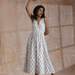 trueBrowns Green Buta On White Block Print Cotton Sleeveless Wrap Dress | Swadesiicart