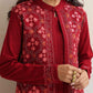 trueBrowns Maroon Kashmiri Woollen Jacket 3pc Set | Swadesiicart
