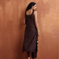 trueBrowns Brown Metallic Straight Kurta Set | Swadesiicart