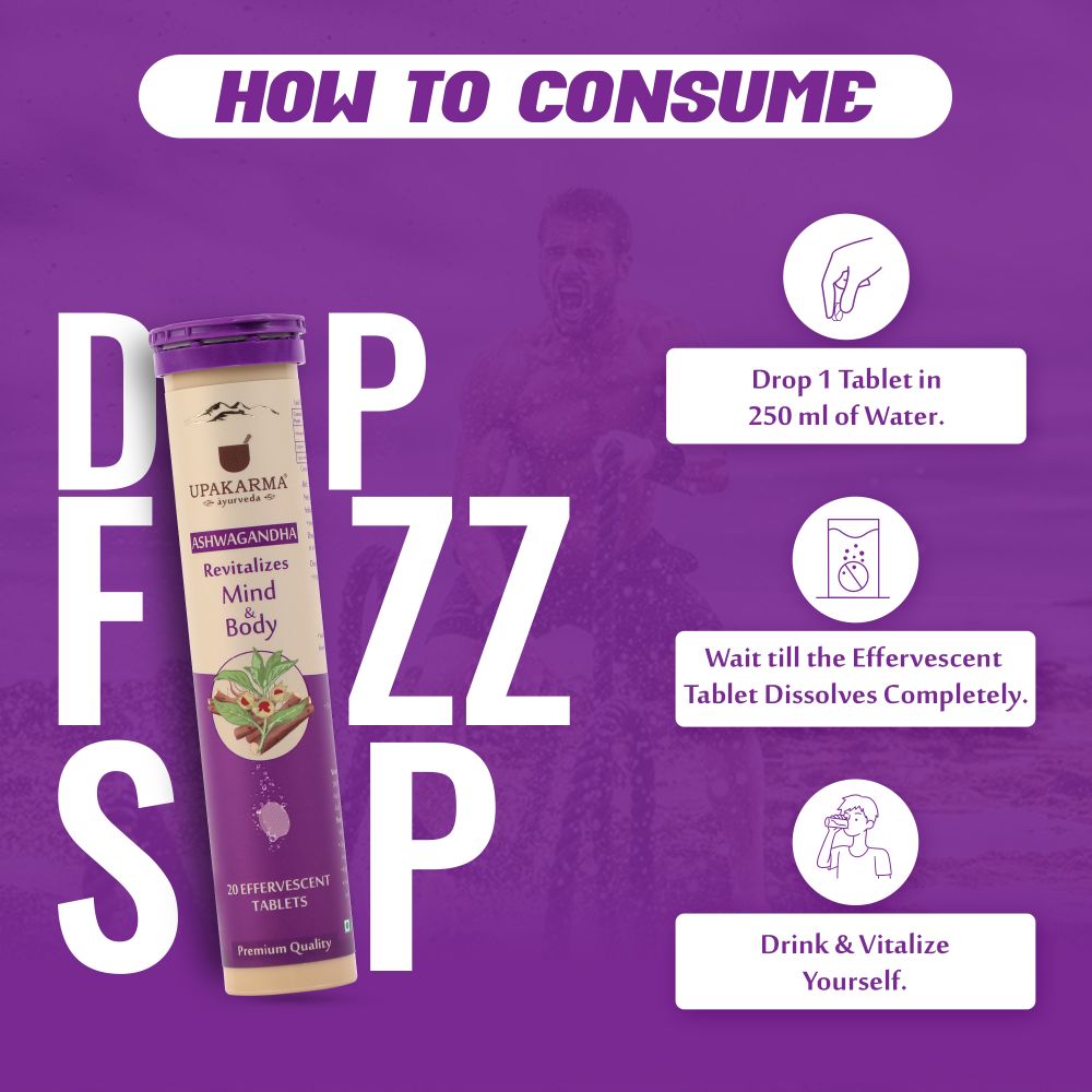 Upakarma Ayurveda Ashwagandha Effervescent Tablets | Swadesiicart
