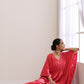 trueBrowns Bright Pink Dobby Kaftan Dress | Swadesiicart
