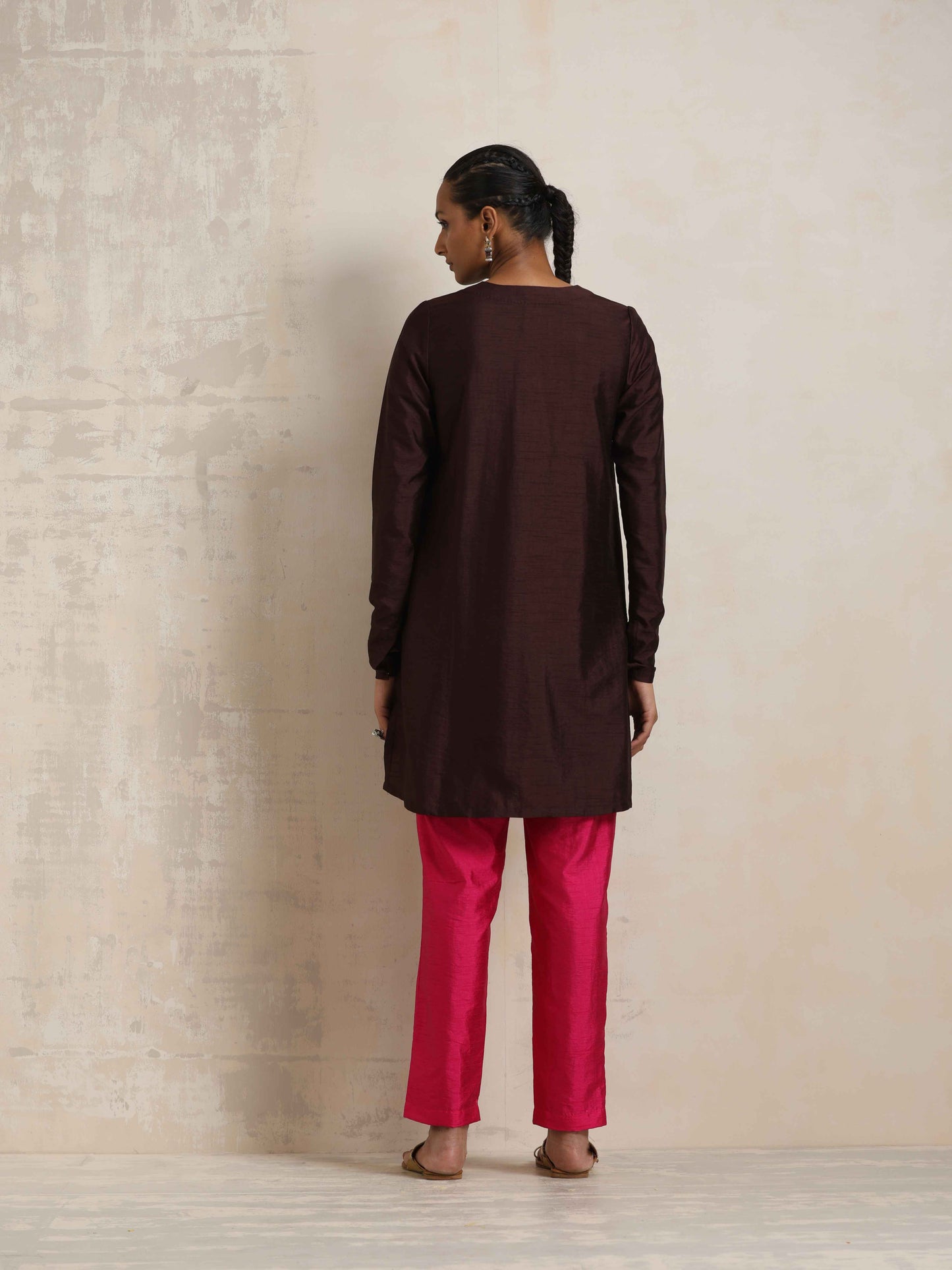 trueBrowns Cola Silk Kurta Co-ord Set - Swadesiicart